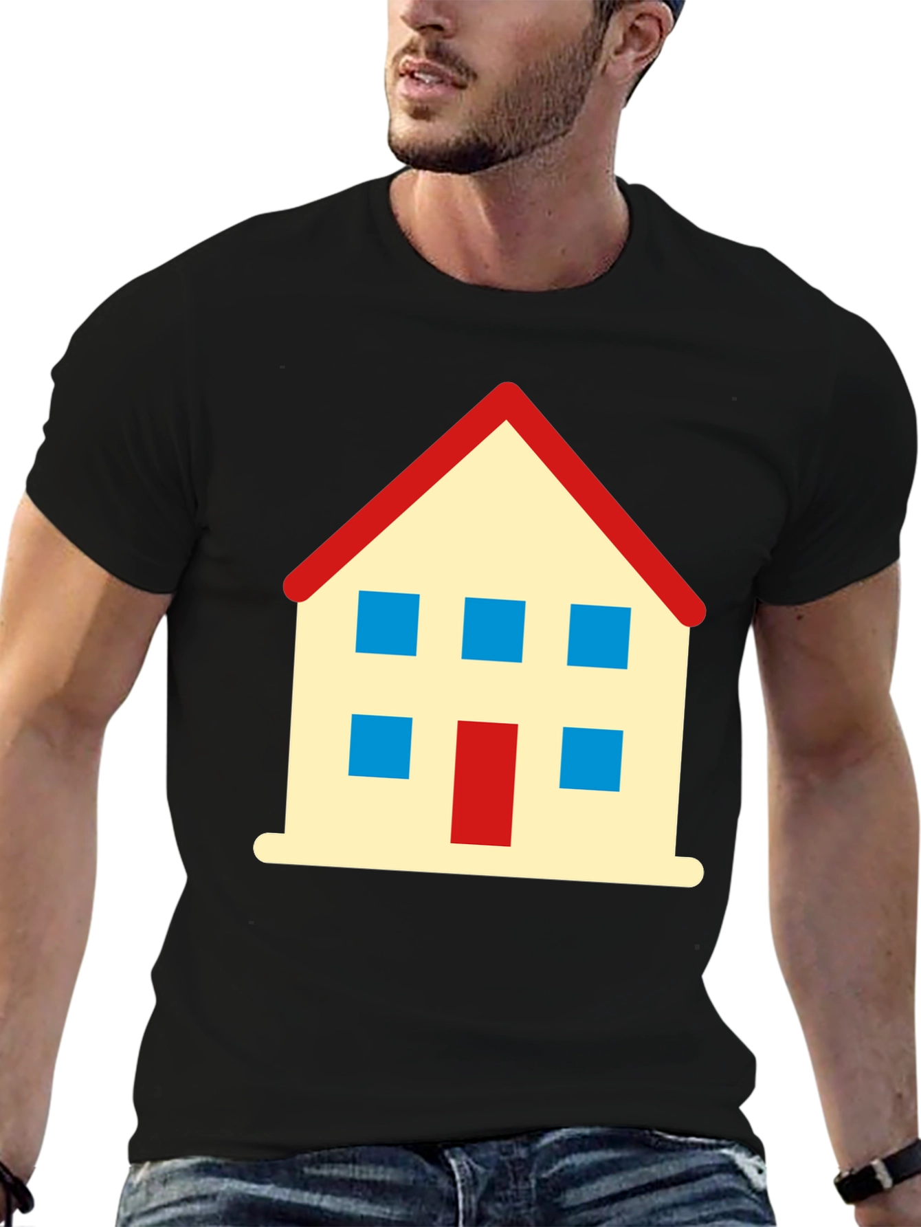House Graphic T-Shirt - Black Cotton Tee