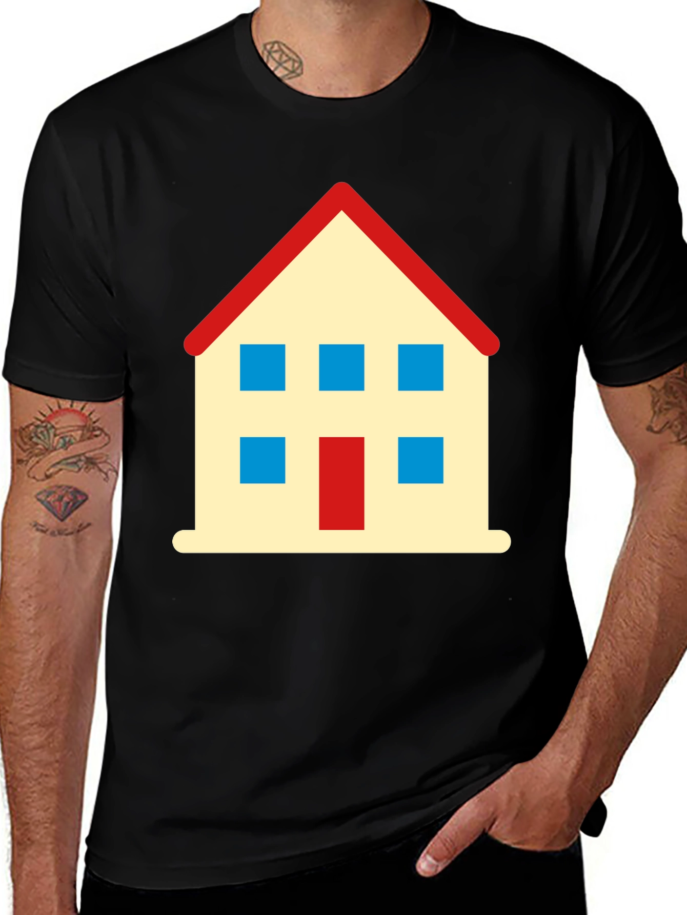 House Graphic T-Shirt - Black Cotton Tee