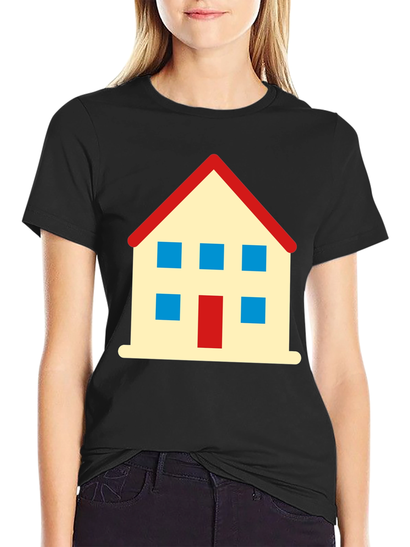 House Graphic T-Shirt - Black Cotton Tee