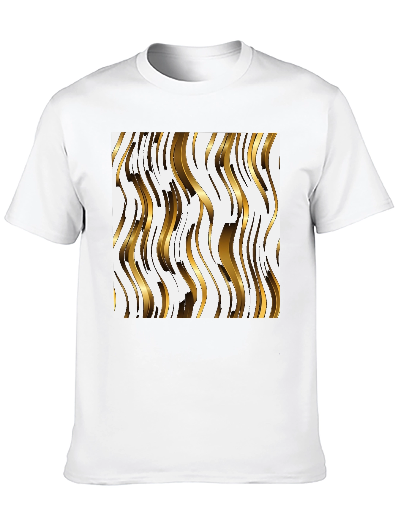 Gold Wave Pattern Tee - Modern Abstract Design