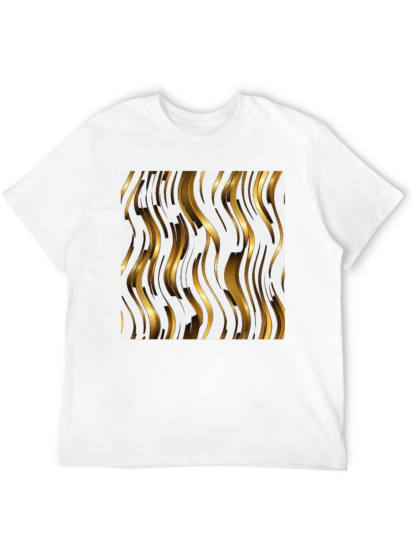 Gold Wave Pattern Tee - Modern Abstract Design