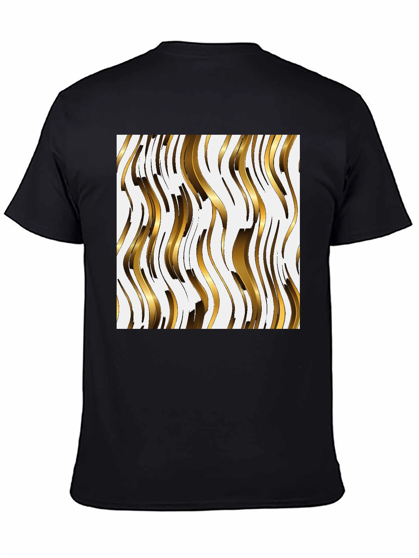Gold Wave Pattern Tee - Modern Abstract Design