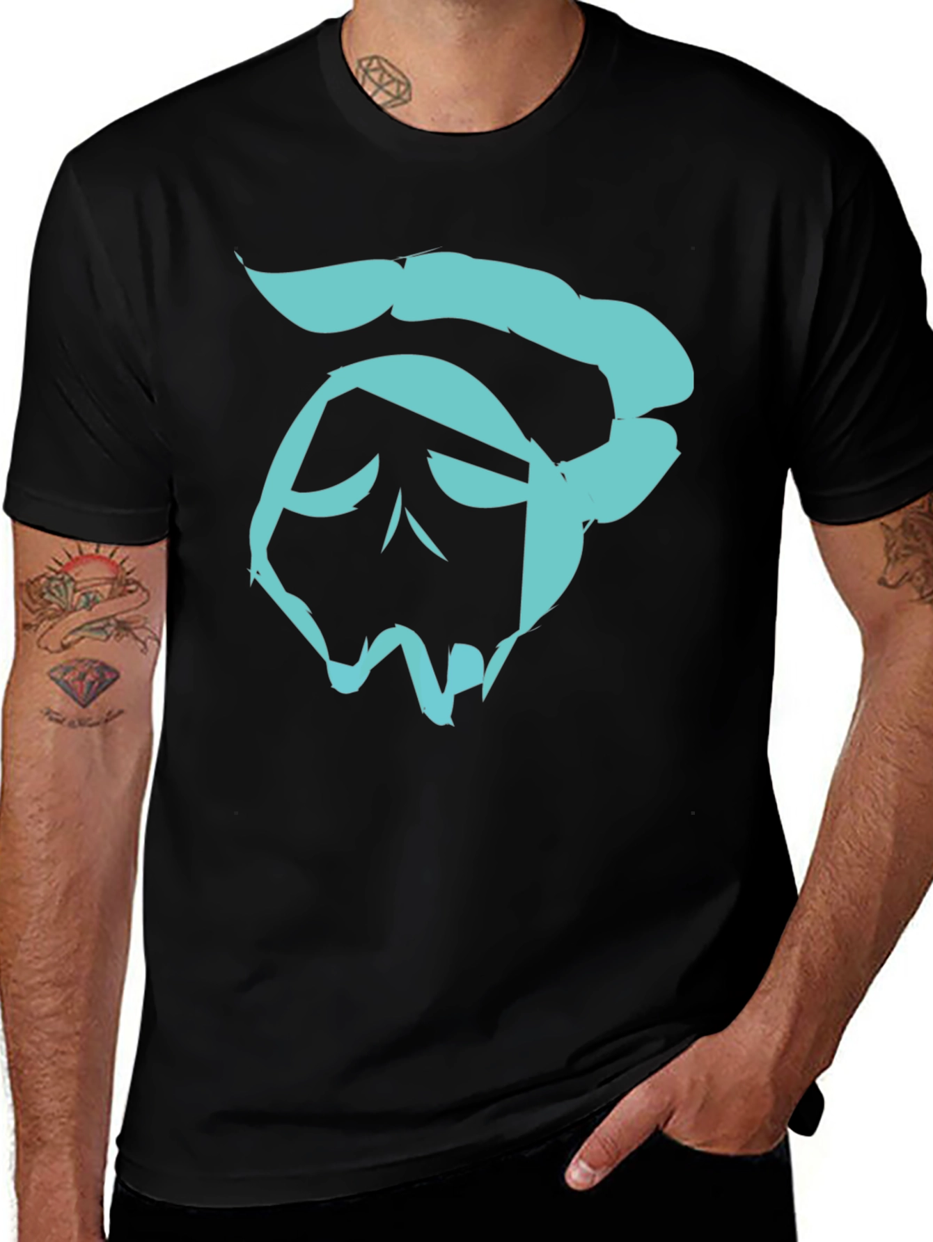 Stylized Skull Graphic Tee - Mens Black T-Shirt