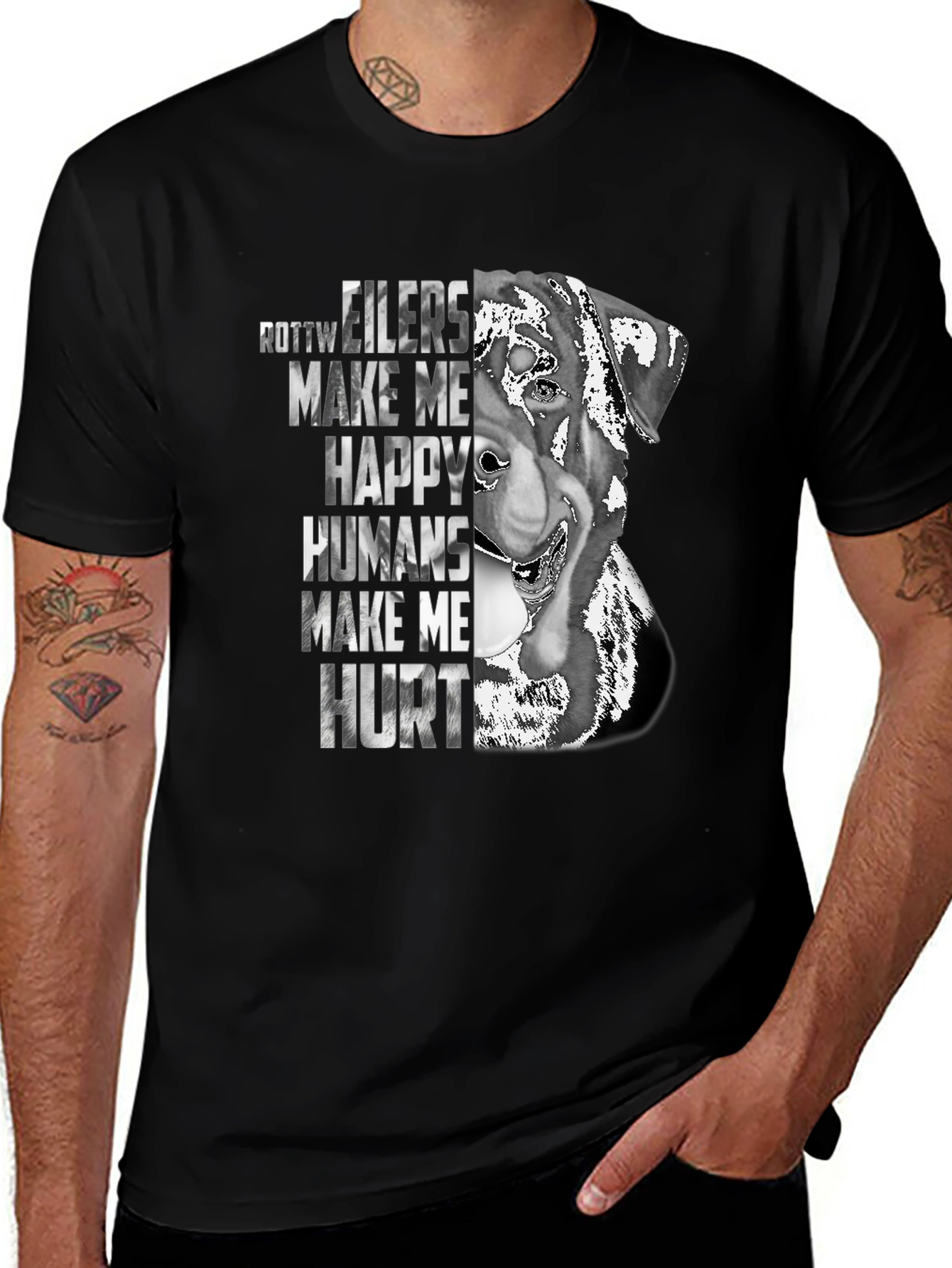 Rottweiler Make Me Happy Graphic T-Shirt