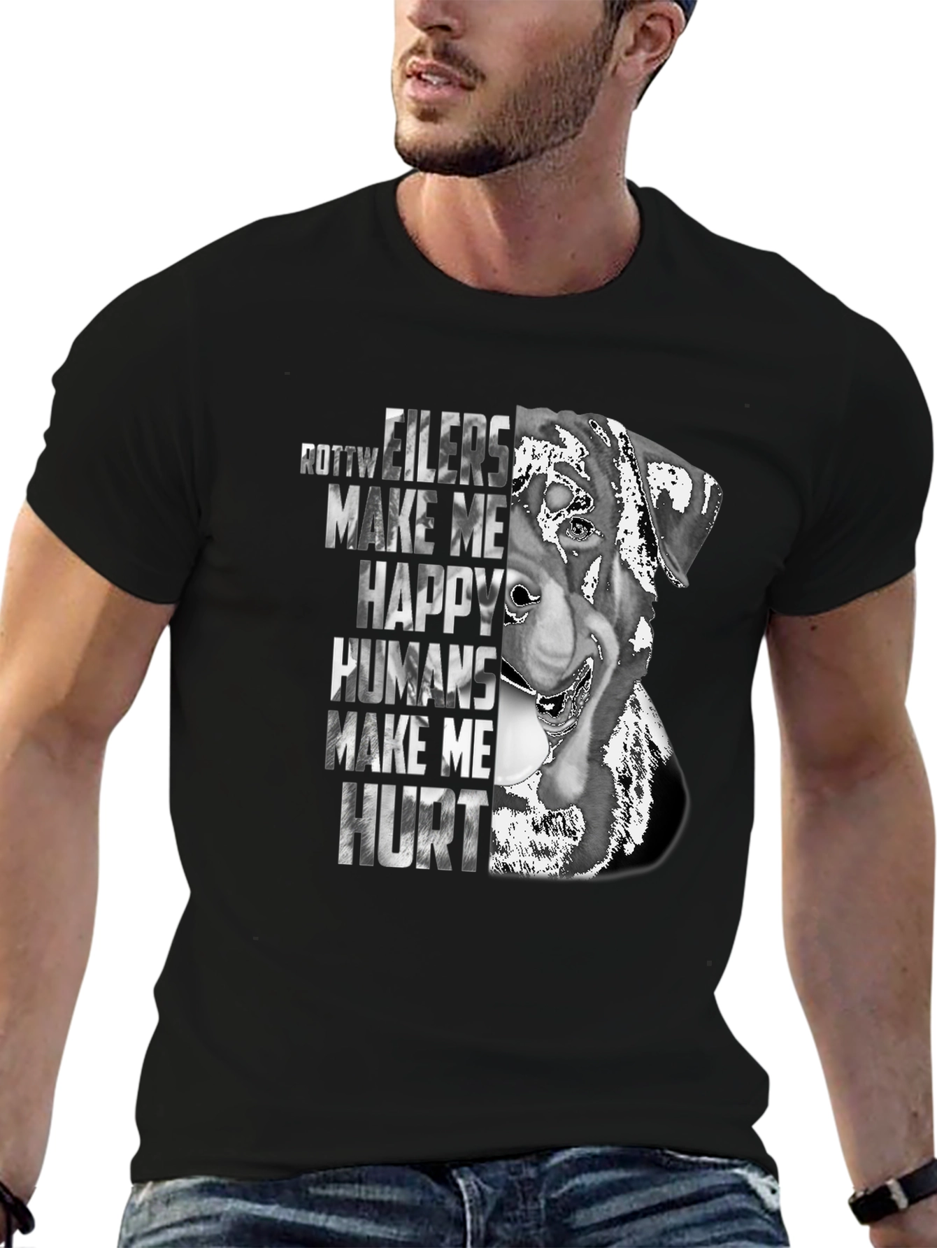 Rottweiler Make Me Happy Graphic T-Shirt