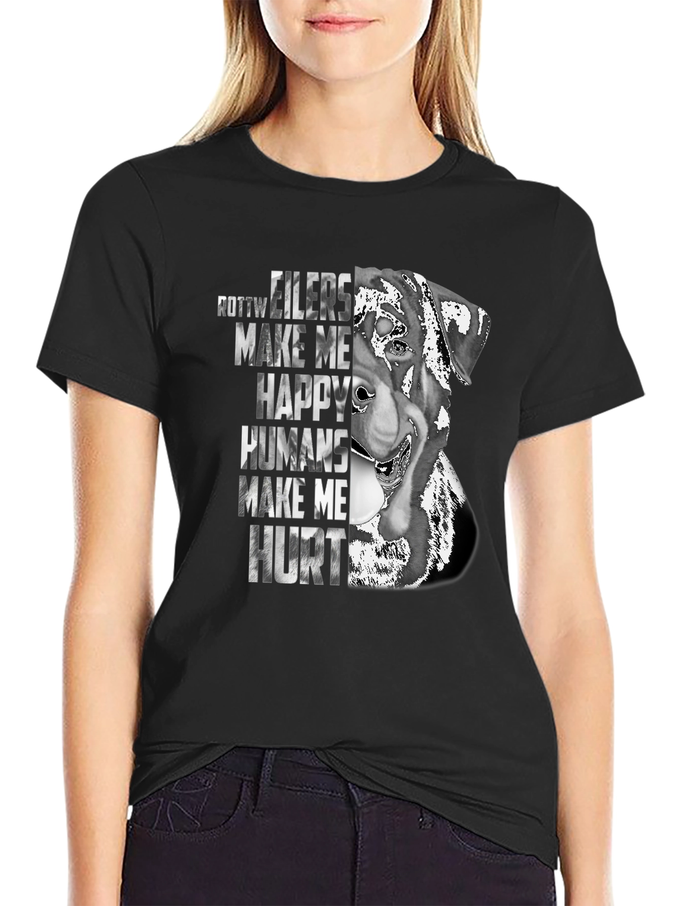 Rottweiler Make Me Happy Graphic T-Shirt