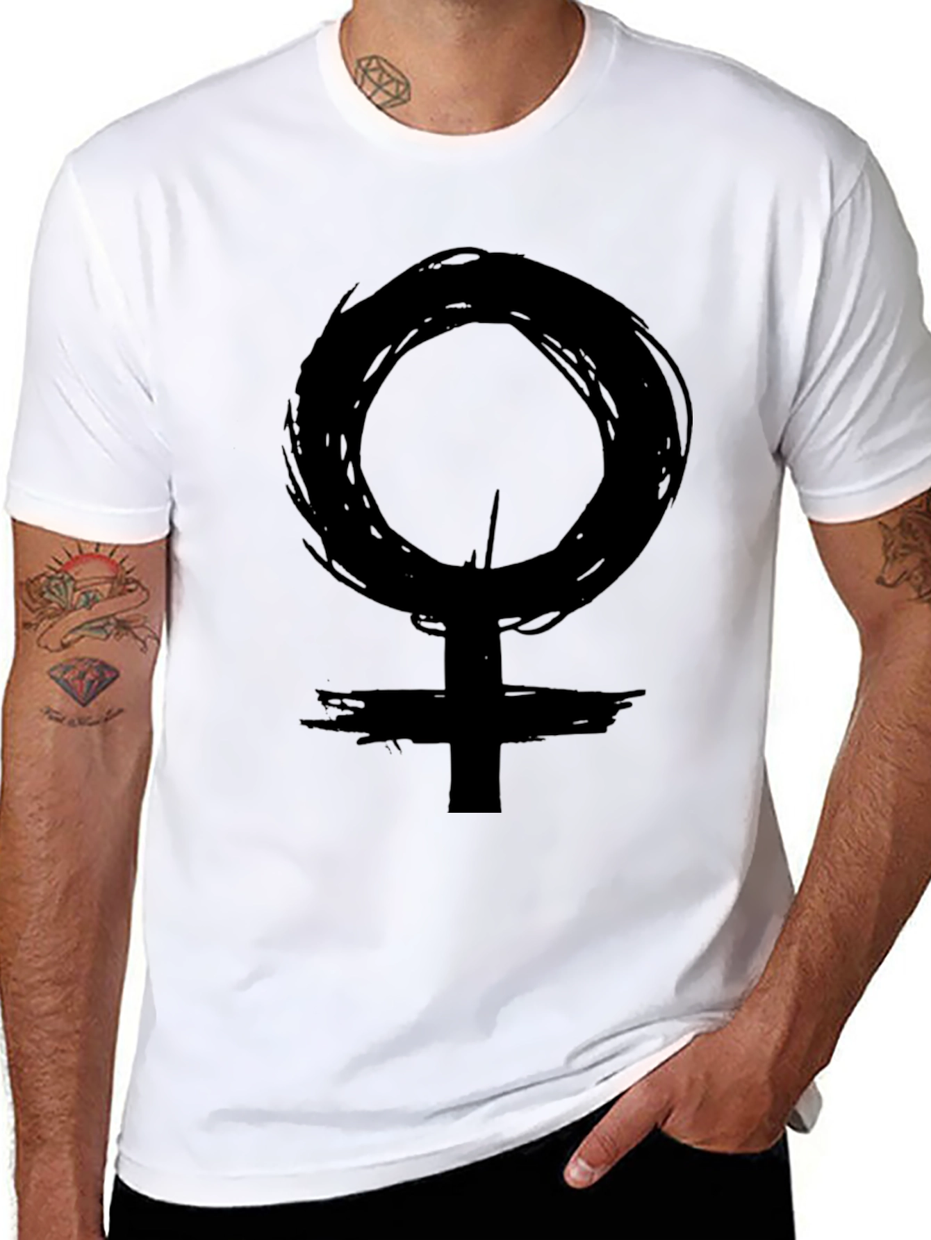 Grunge Venus Symbol T-Shirt - Black