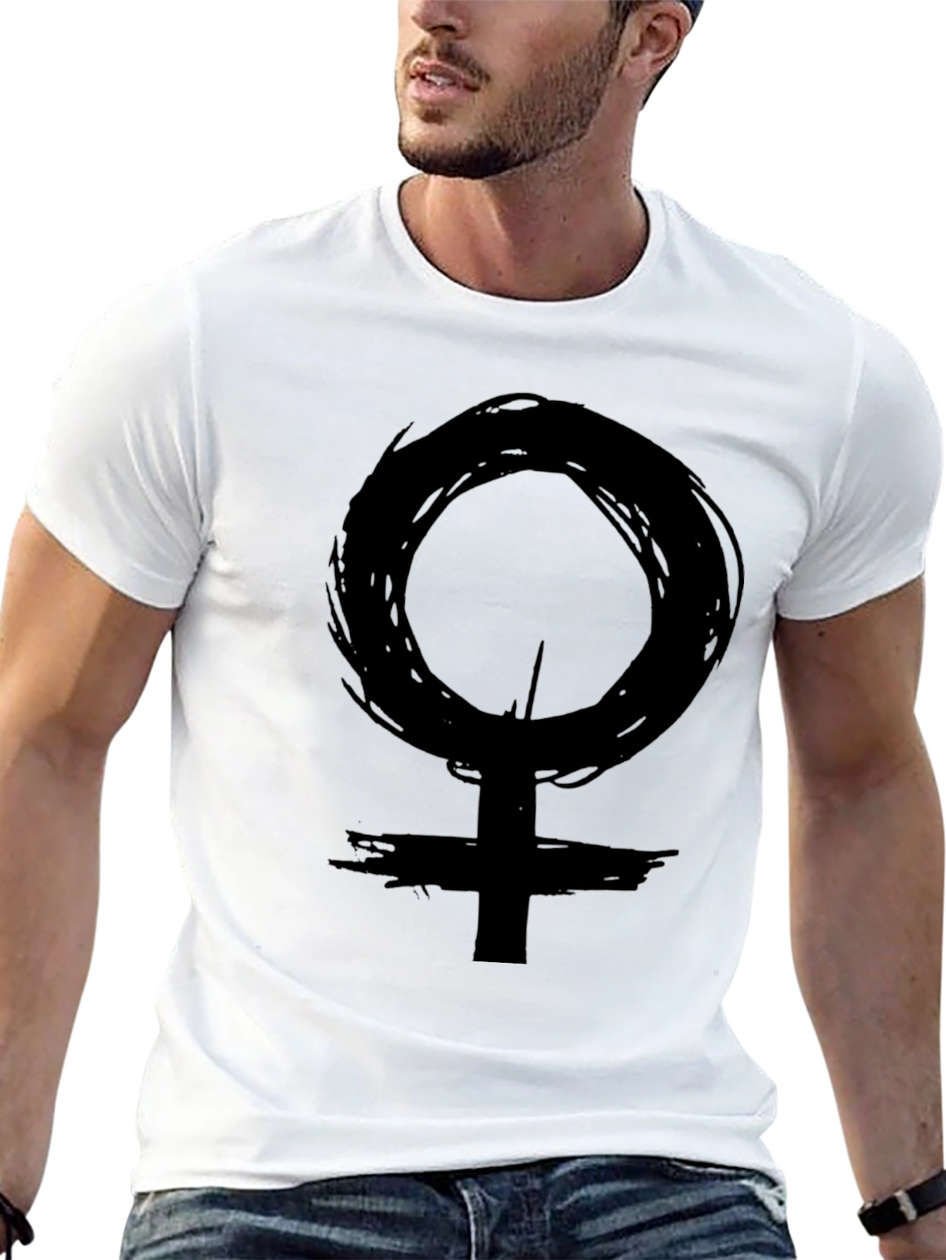 Grunge Venus Symbol T-Shirt - Black