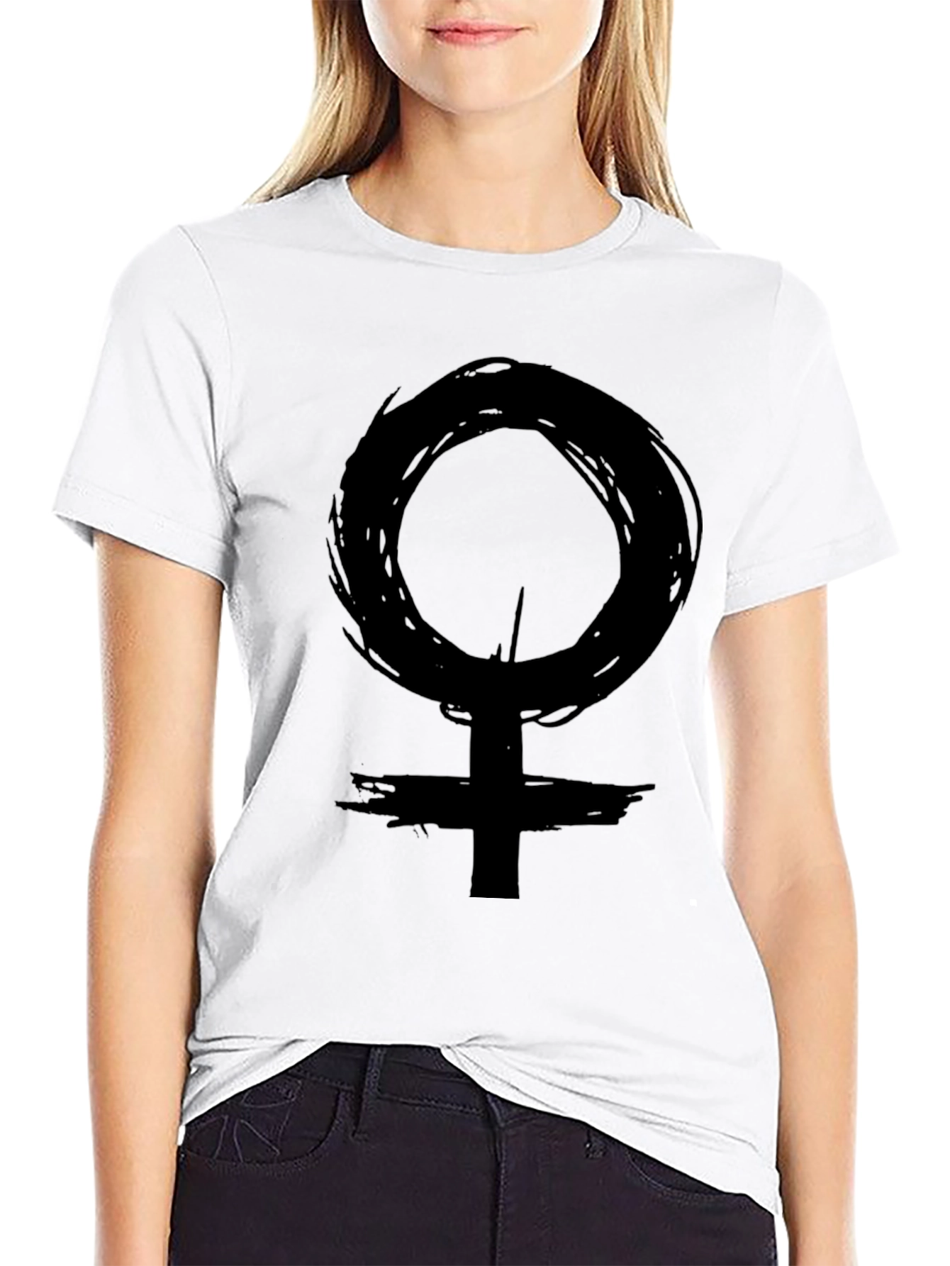 Grunge Venus Symbol T-Shirt - Black
