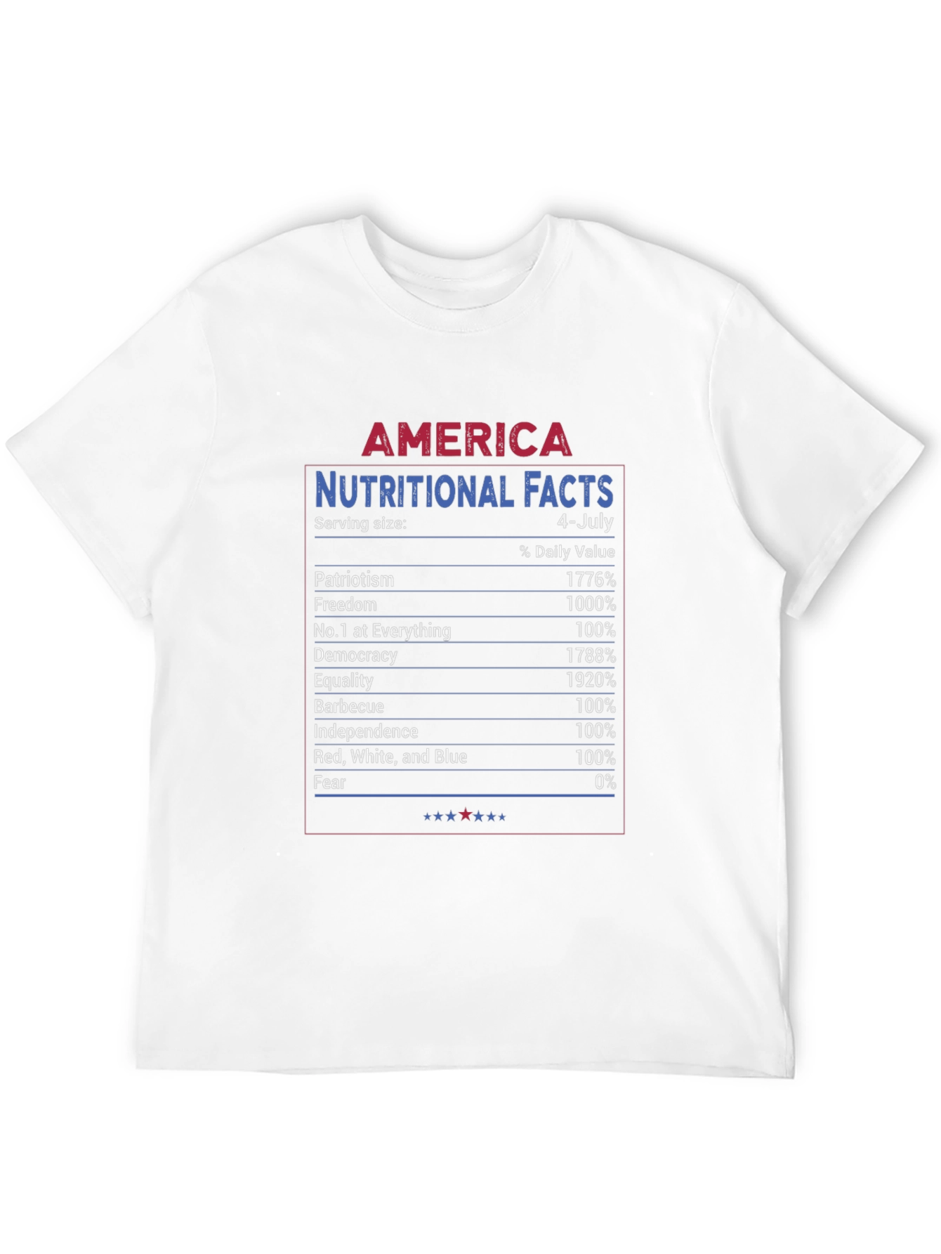 America Nutritional Facts 4th of July Patriotic T-Shirt
