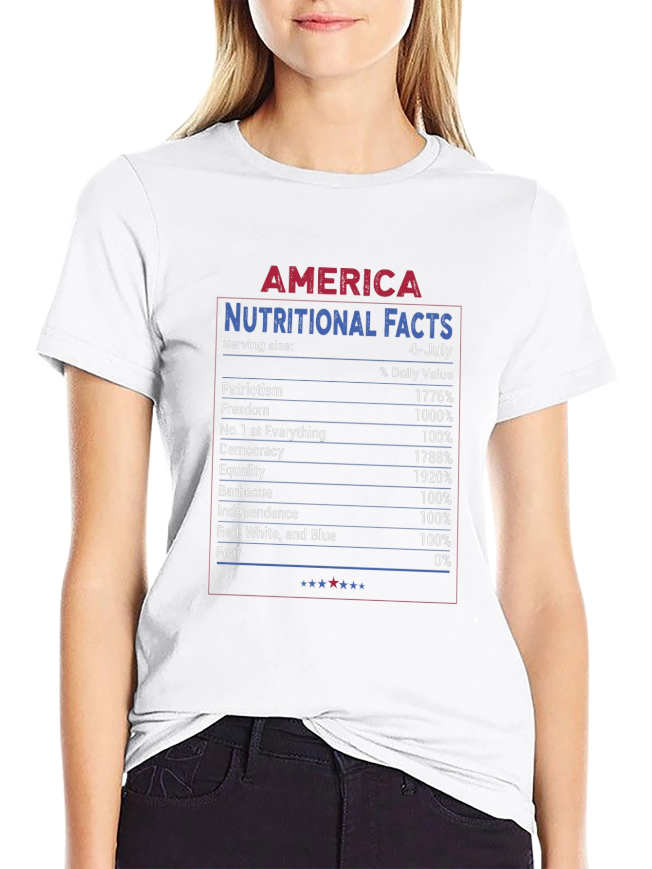 America Nutritional Facts 4th of July Patriotic T-Shirt