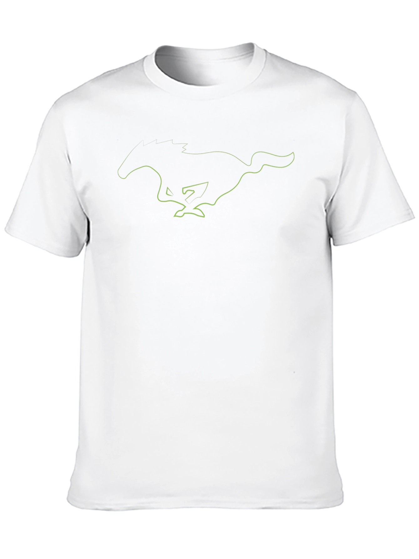 Mens Black T-Shirt with Green Mustang Graphic