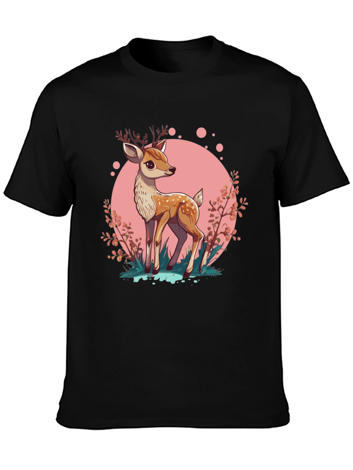 Cute Deer Graphic Tee - Stylish Mens Black T-Shirt