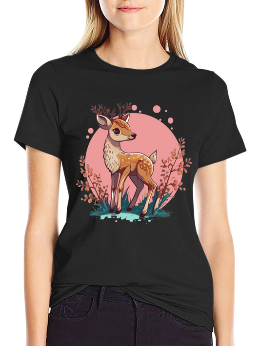 Cute Deer Graphic Tee - Stylish Mens Black T-Shirt
