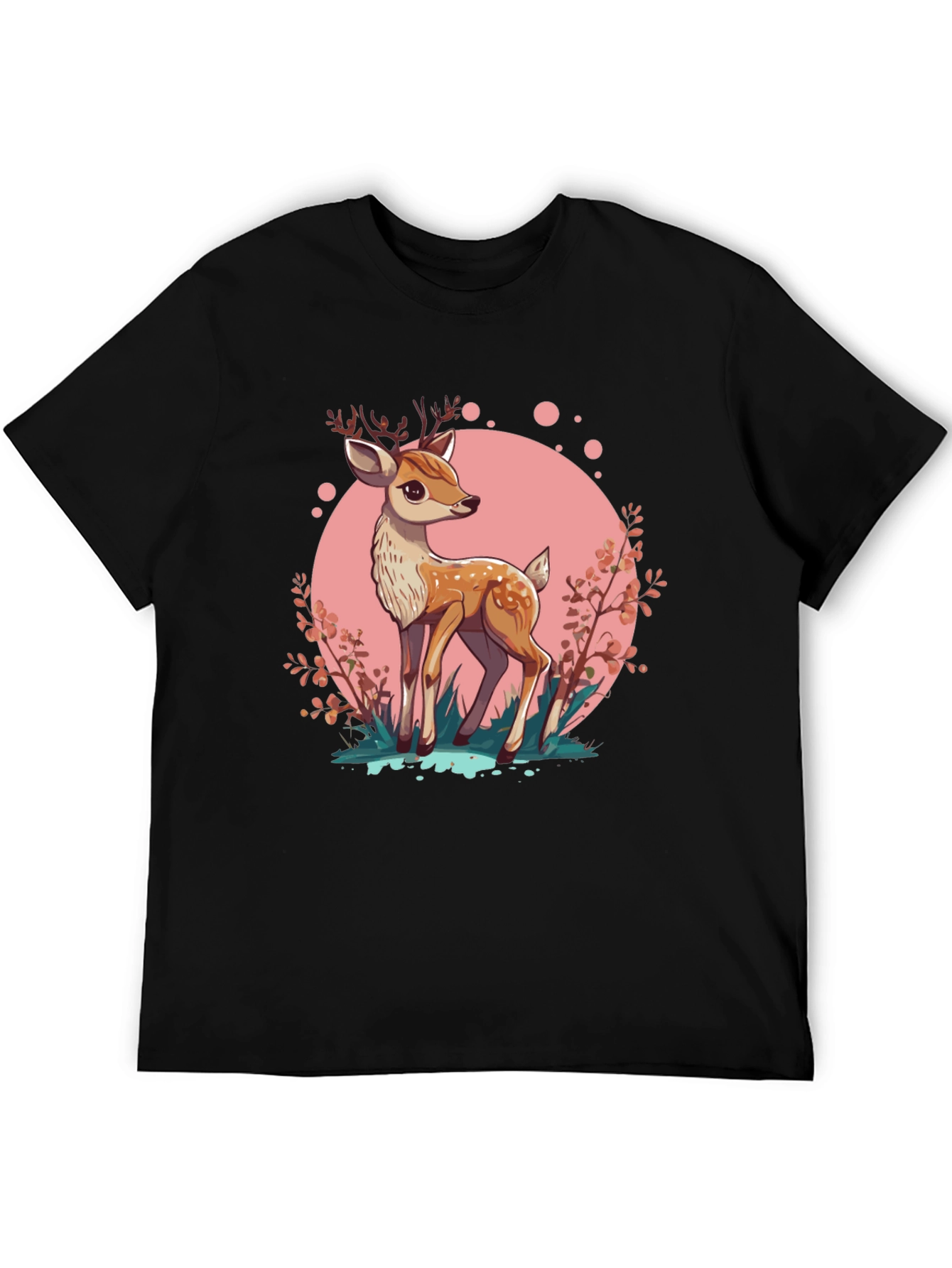Cute Deer Graphic Tee - Stylish Mens Black T-Shirt