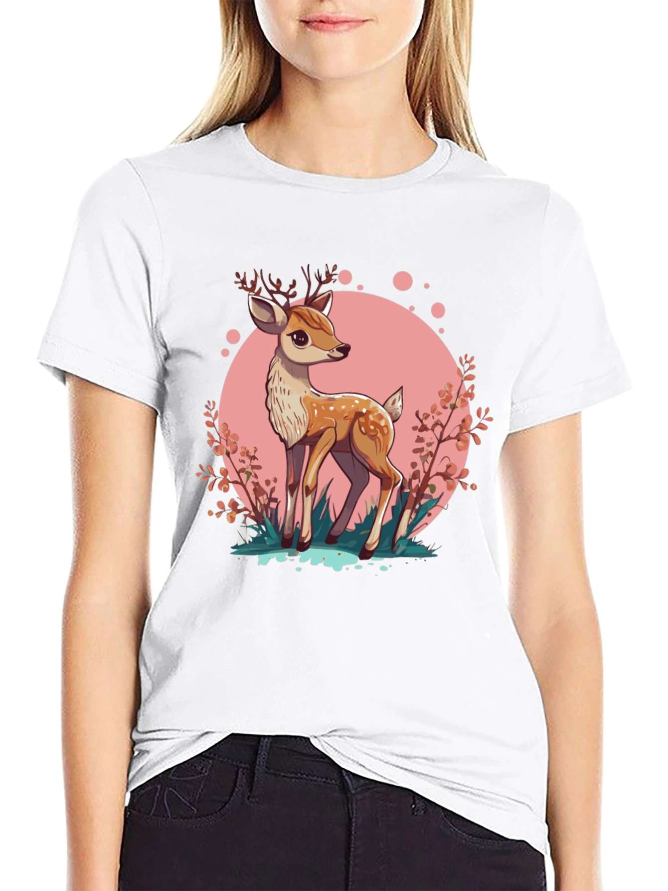 Cute Deer Graphic Tee - Stylish Mens Black T-Shirt