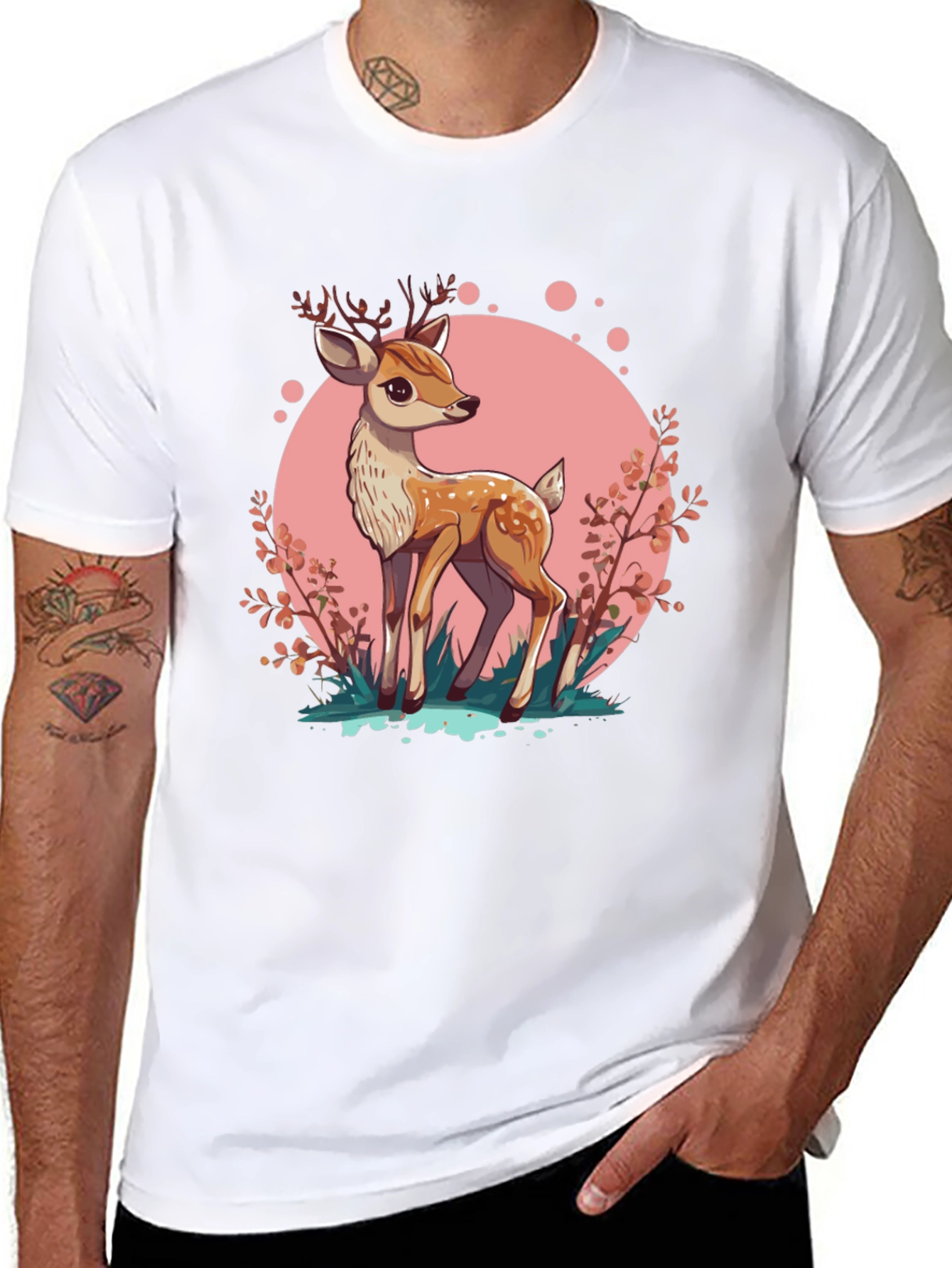 Cute Deer Graphic Tee - Stylish Mens Black T-Shirt