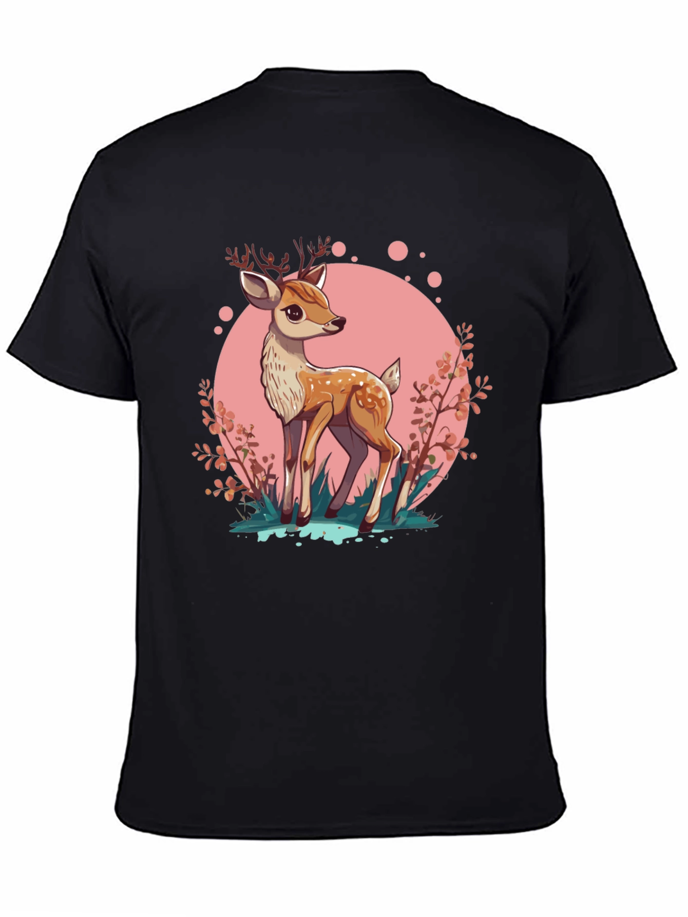 Cute Deer Graphic Tee - Stylish Mens Black T-Shirt