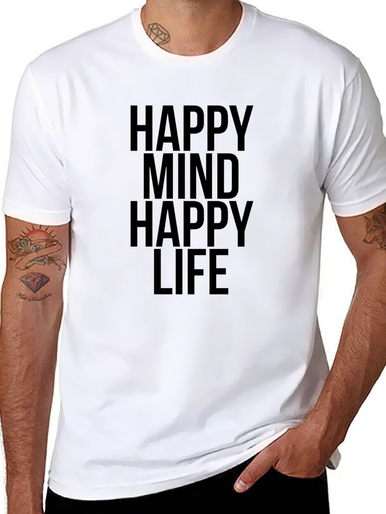 Happy Mind Happy Life Graphic Tee - Black