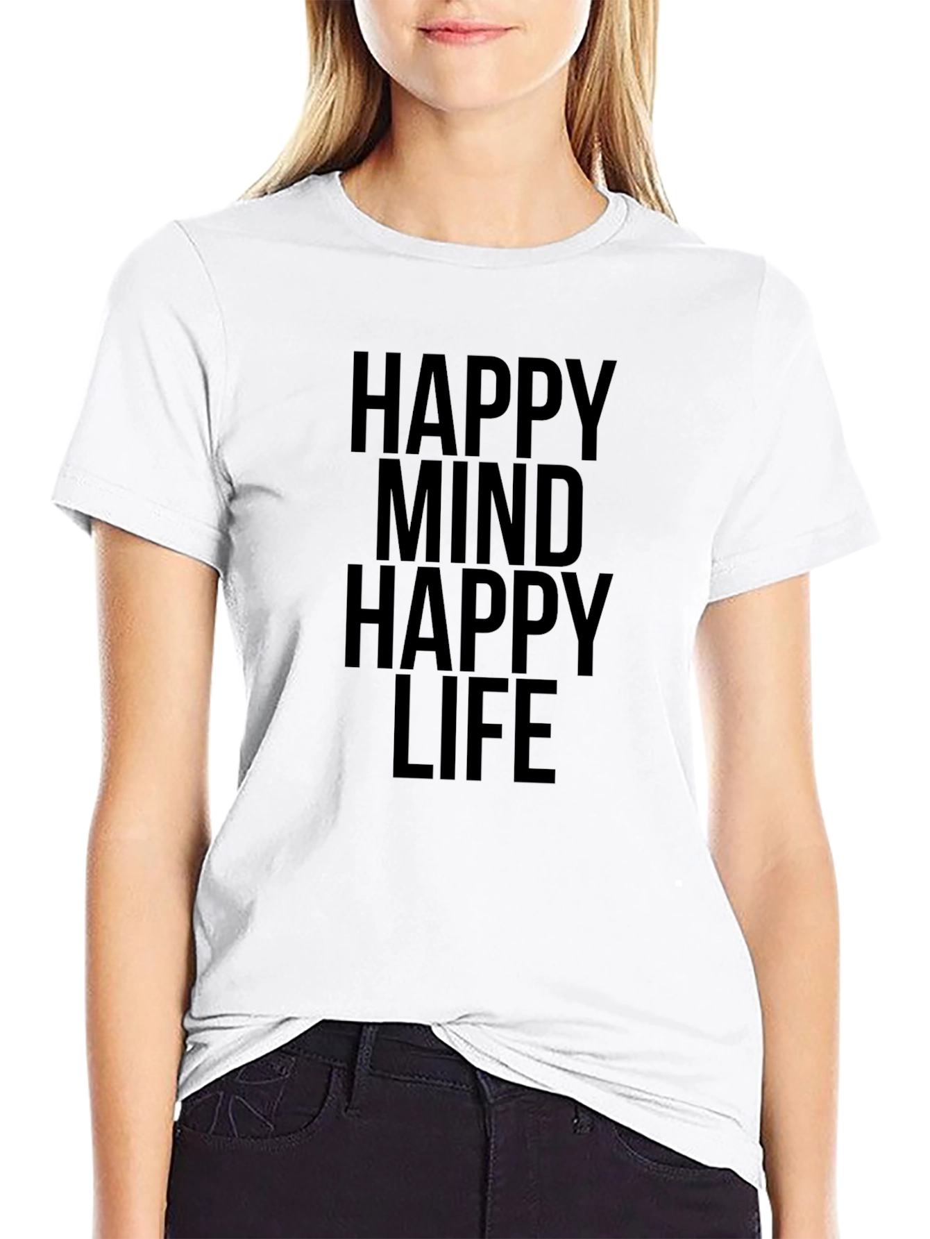 Happy Mind Happy Life Graphic Tee - Black
