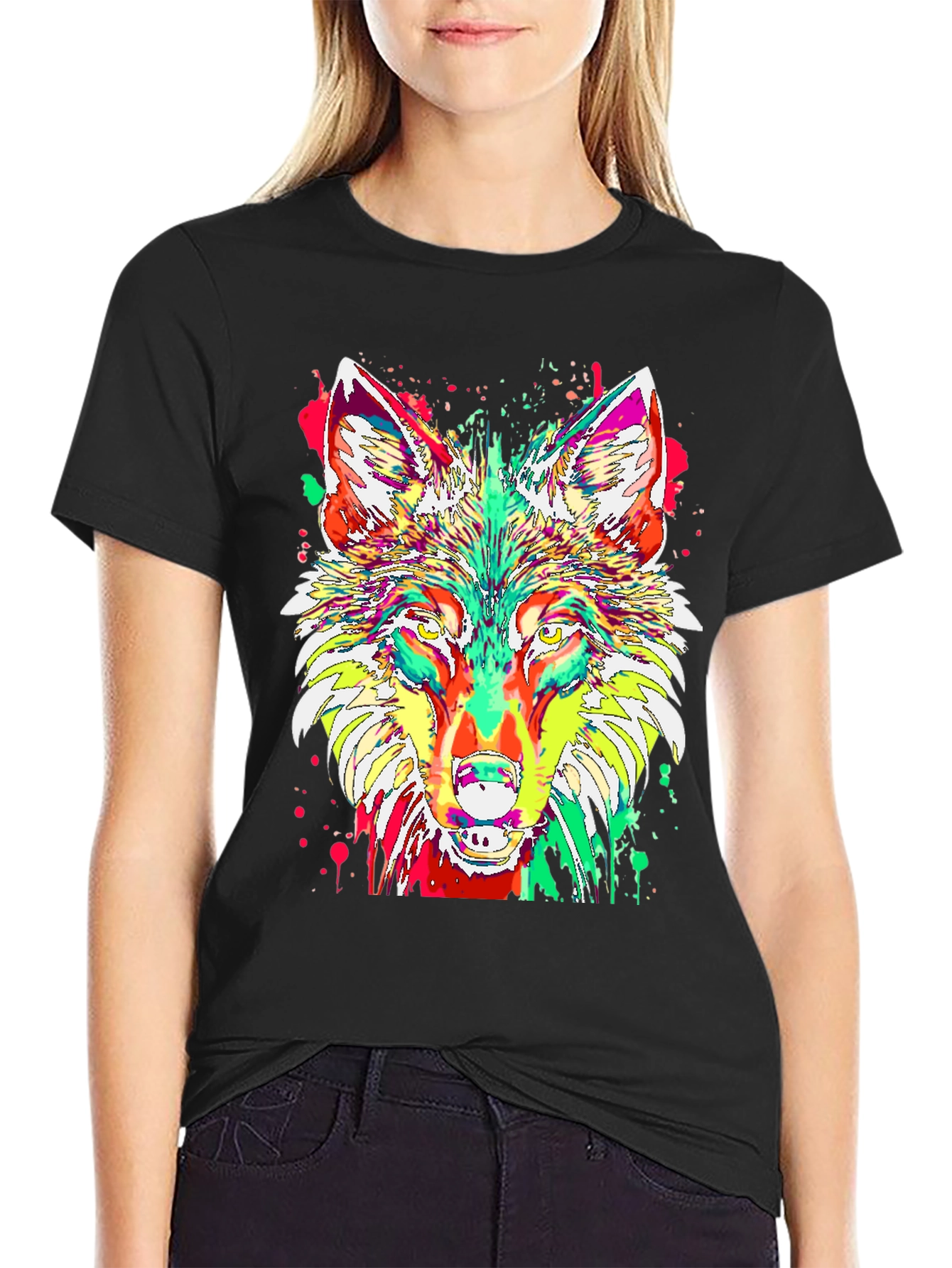 Psychedelic Wolf Graphic T-Shirt - Modern Art Design