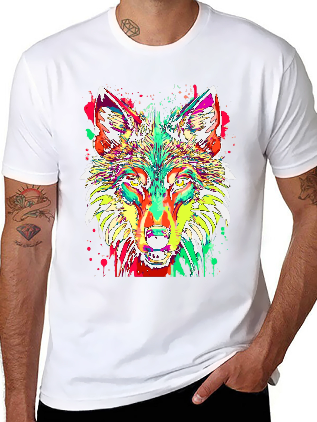Psychedelic Wolf Graphic T-Shirt - Modern Art Design