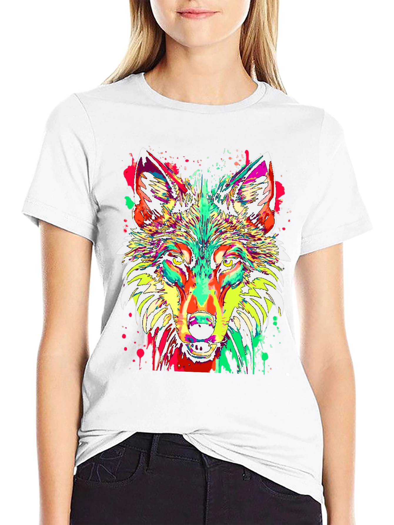 Psychedelic Wolf Graphic T-Shirt - Modern Art Design