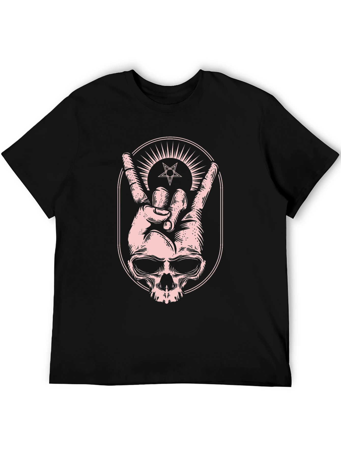 Skull Hand Graphic Print Tee - Rock On!