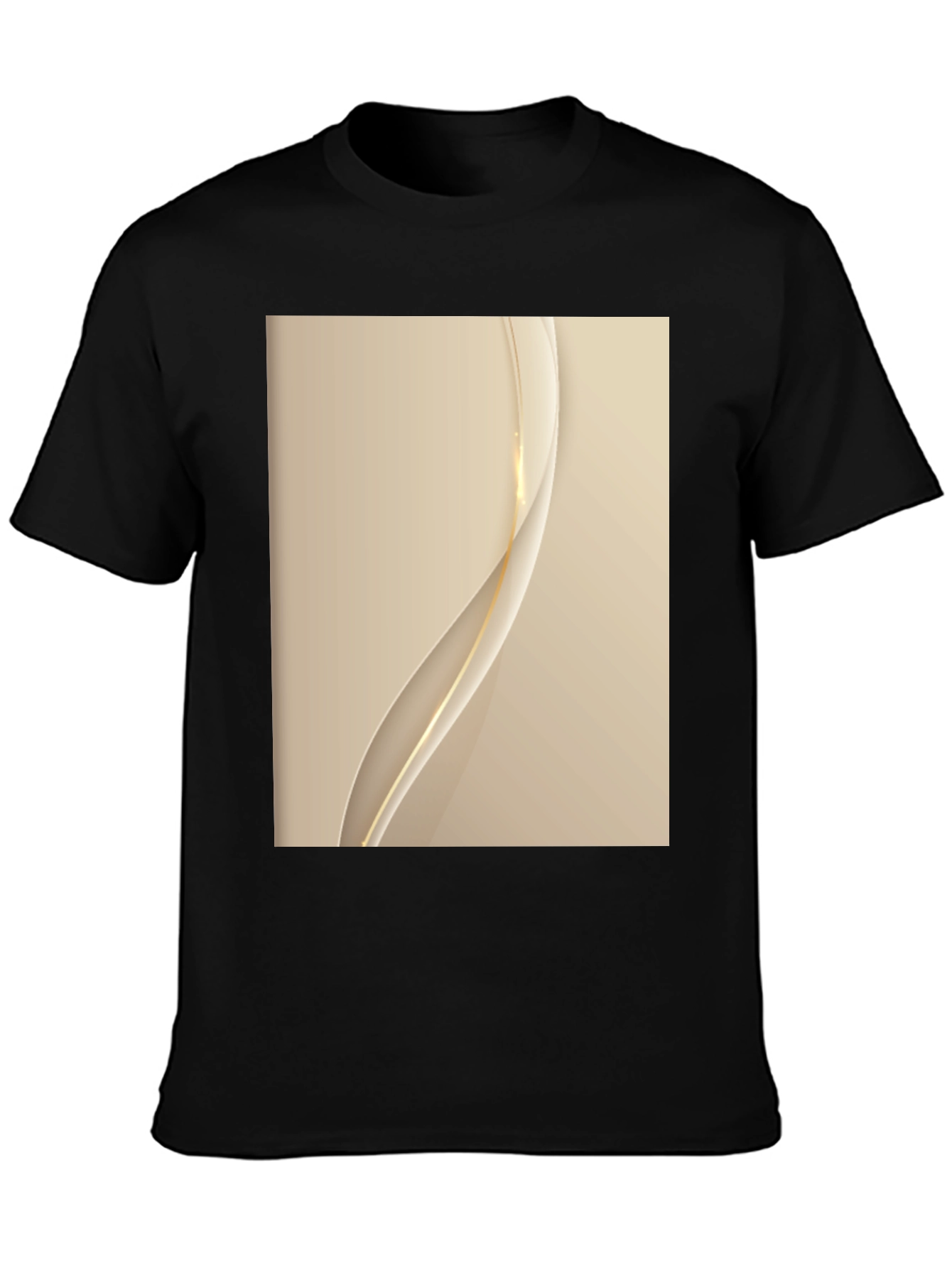Stylish Black T-Shirt with Abstract Gold Design