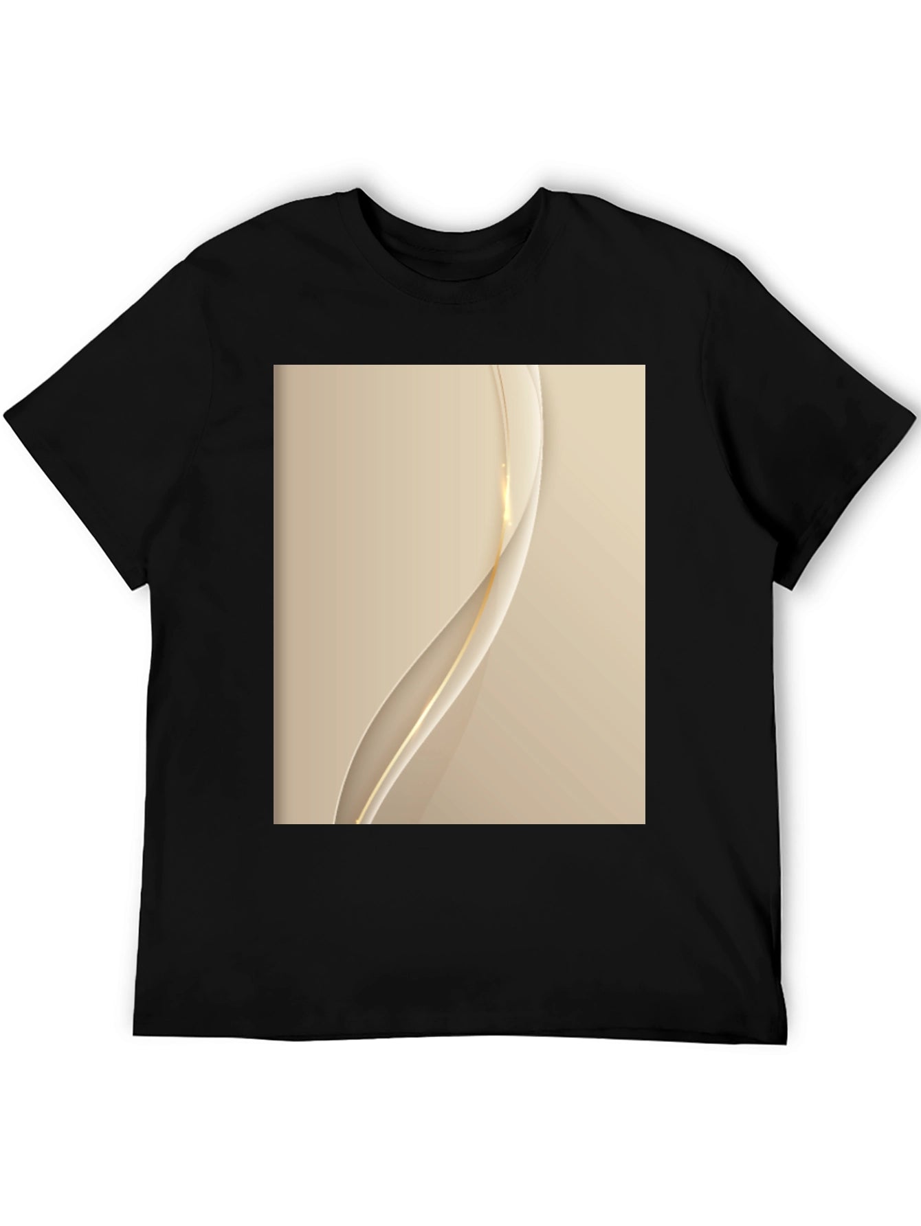 Stylish Black T-Shirt with Abstract Gold Design