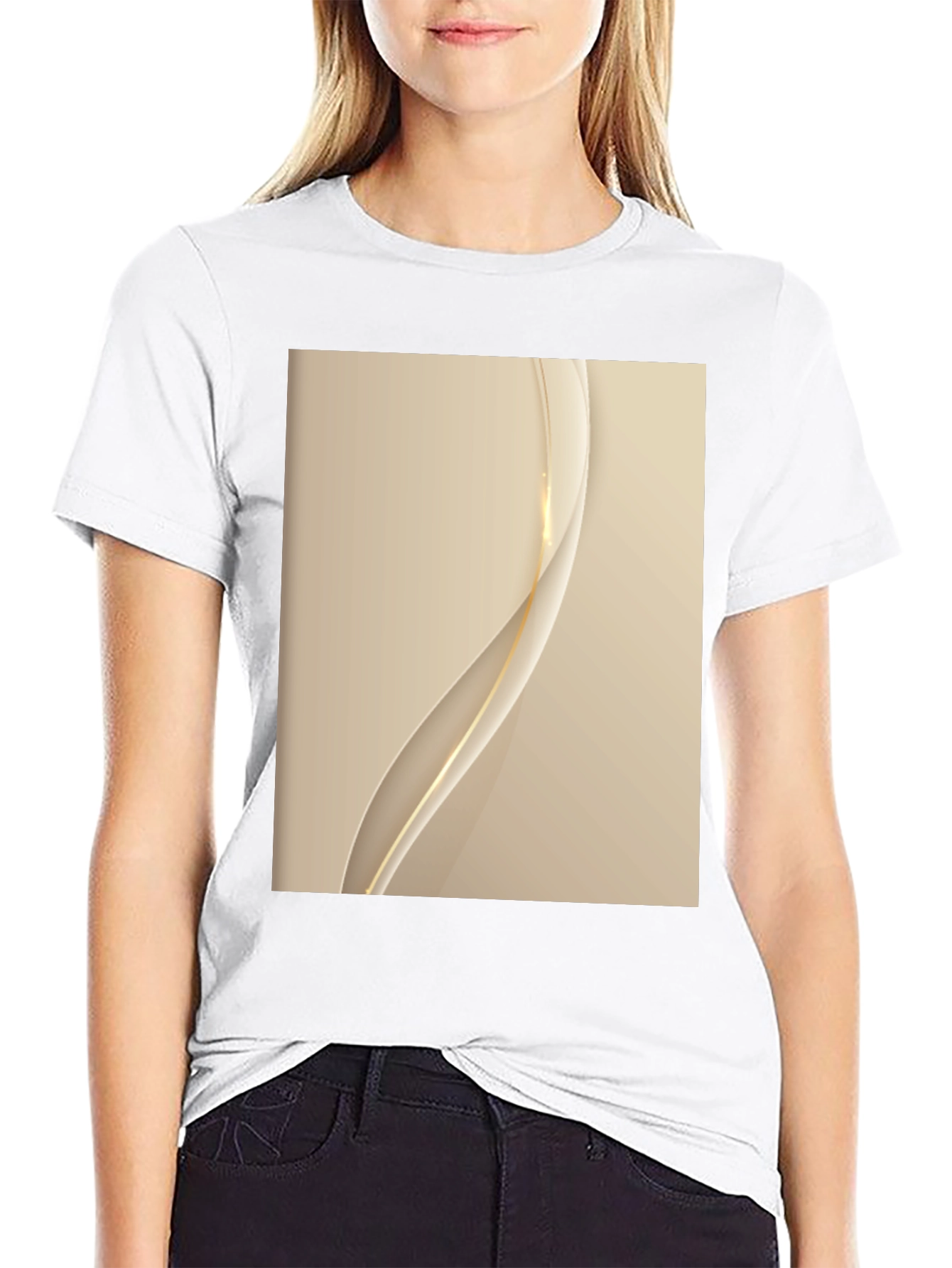 Stylish Black T-Shirt with Abstract Gold Design