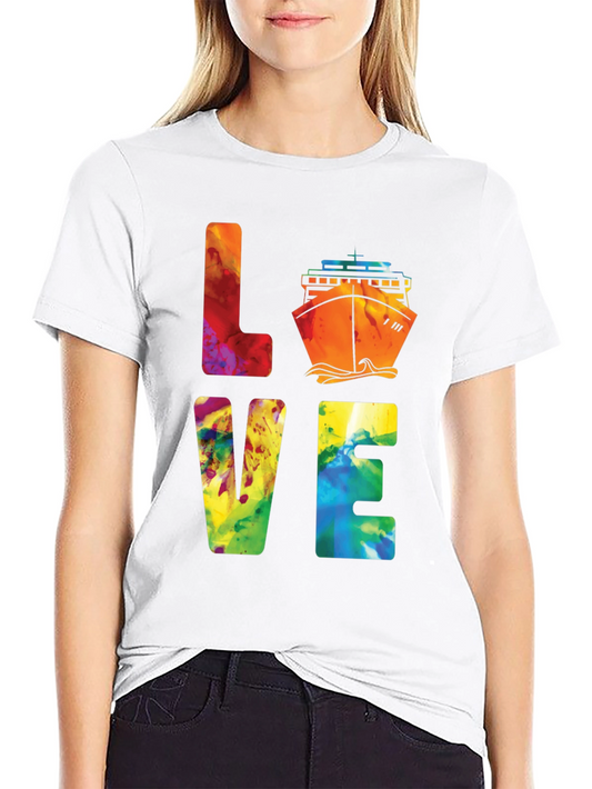 Love Cruise Graphic Tee - Colorful Vacation Vibes