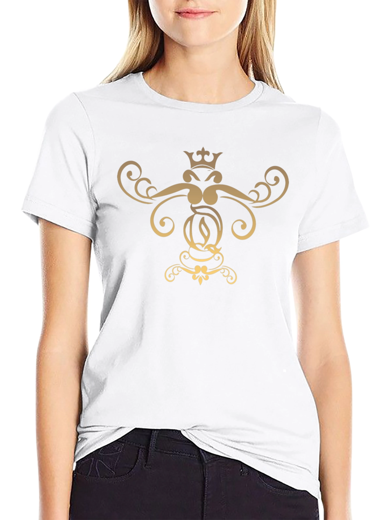 Elegant Crowned Letter Graphic T-Shirt