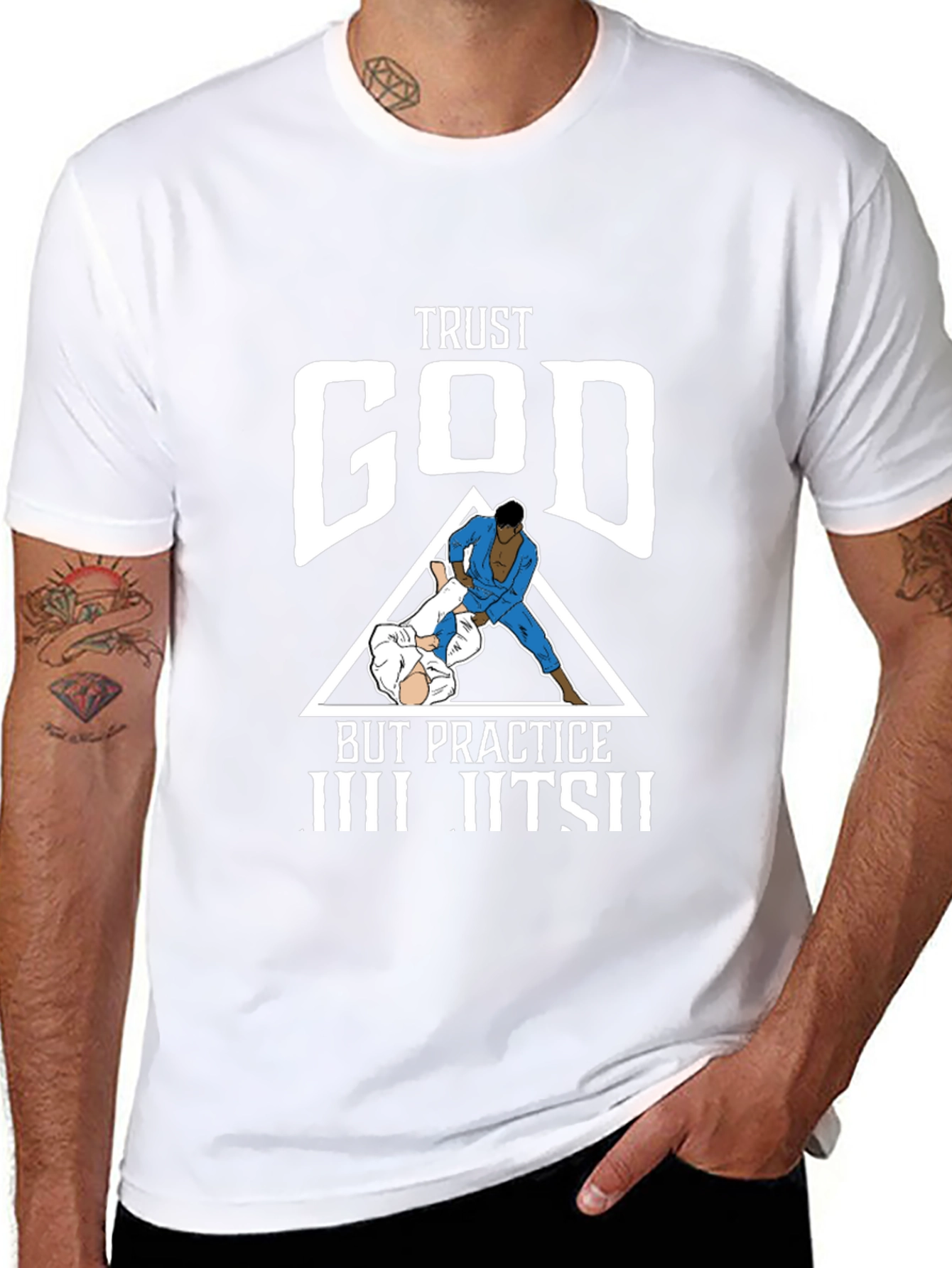 Trust God Practice Jiu Jitsu Graphic Tee