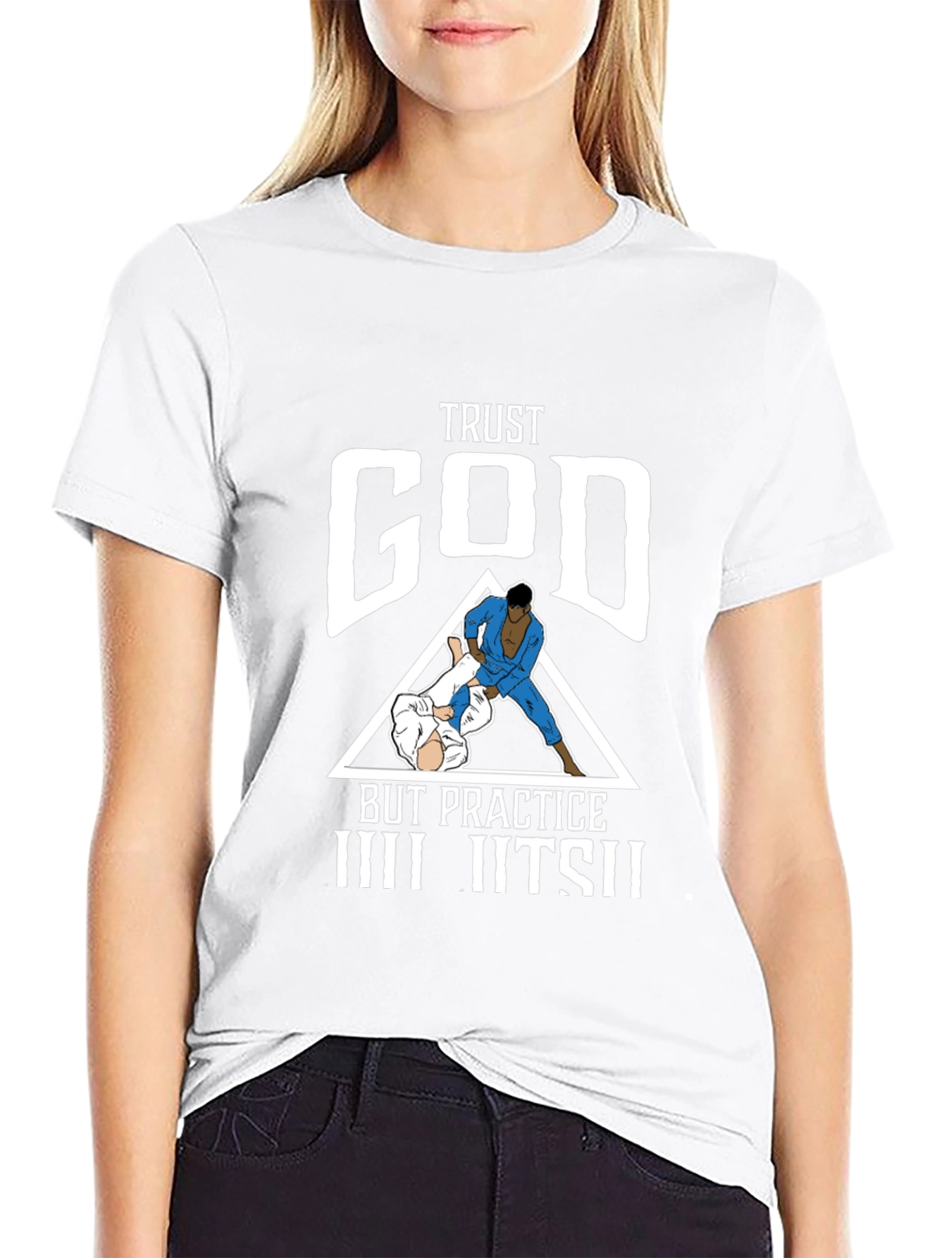 Trust God Practice Jiu Jitsu Graphic Tee