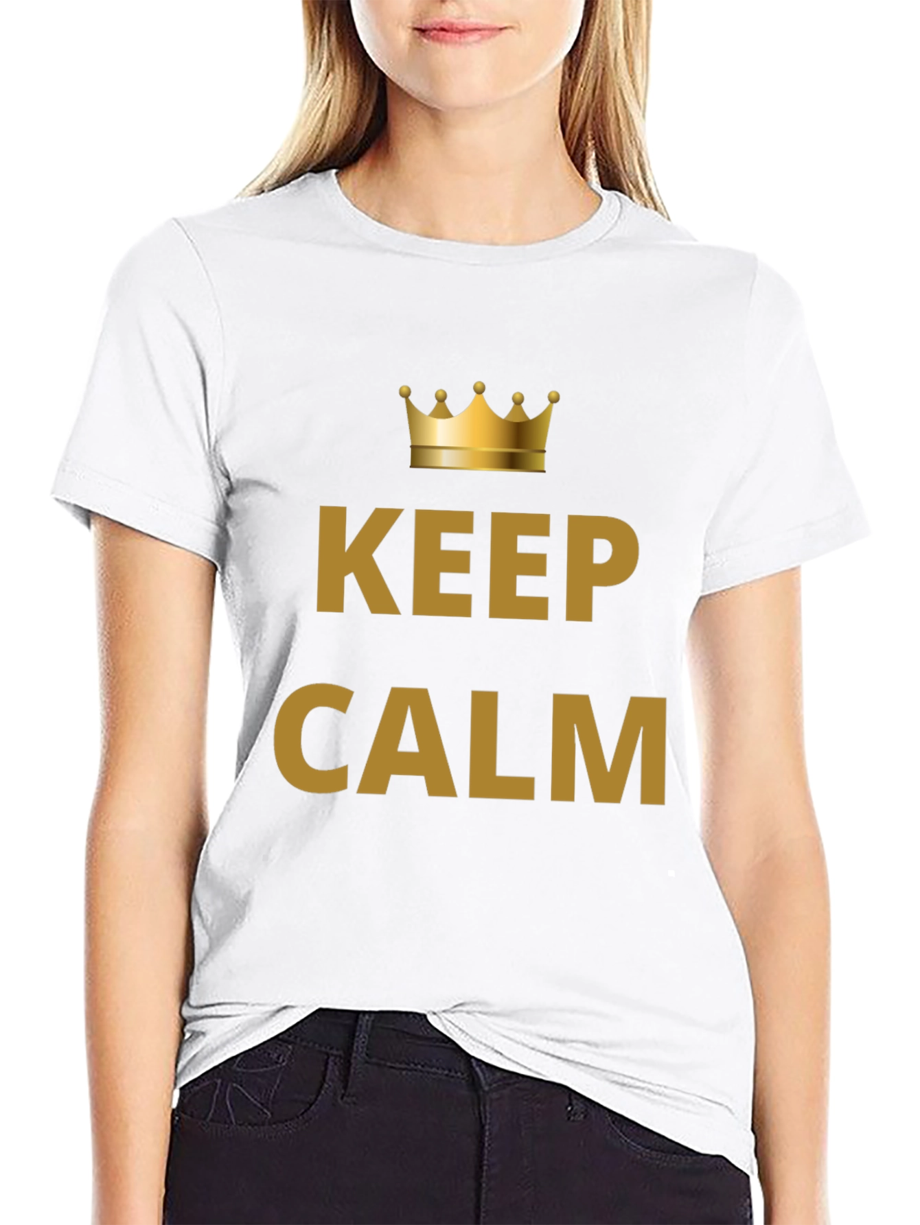 Keep Calm Crown Graphic Mens Black T-Shirt