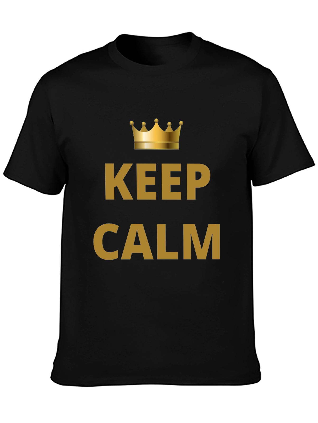 Keep Calm Crown Graphic Mens Black T-Shirt