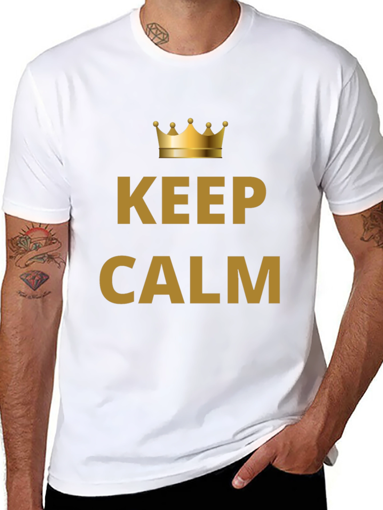 Keep Calm Crown Graphic Mens Black T-Shirt