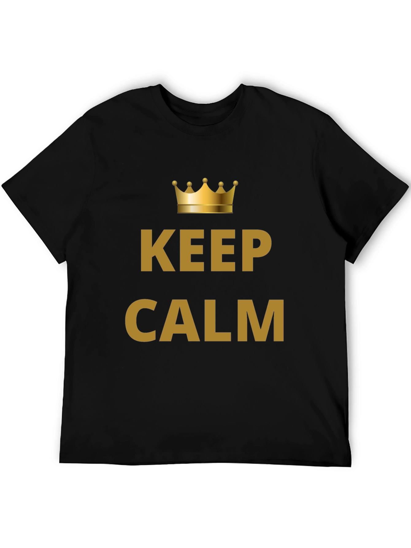 Keep Calm Crown Graphic Mens Black T-Shirt