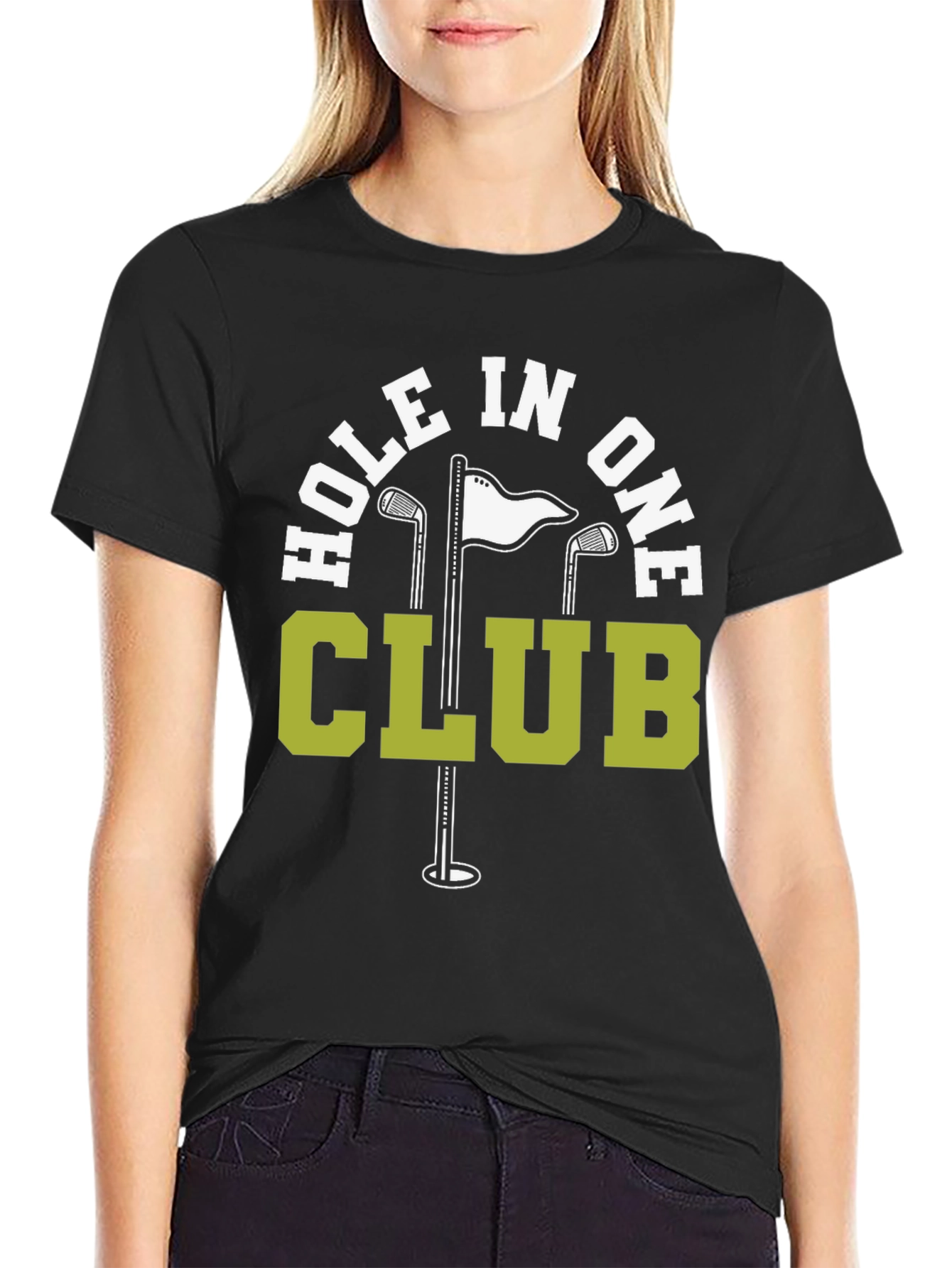 Hole In One Club Black T-Shirt Golf Tee