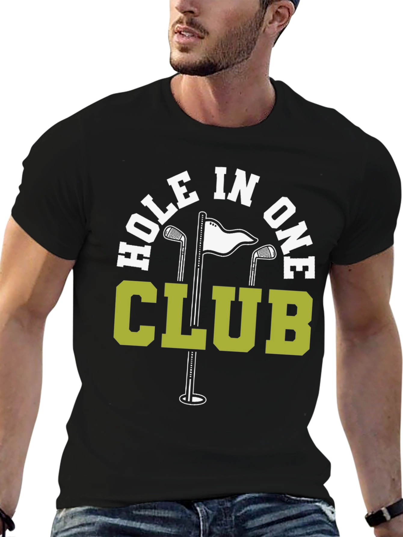 Hole In One Club Black T-Shirt Golf Tee