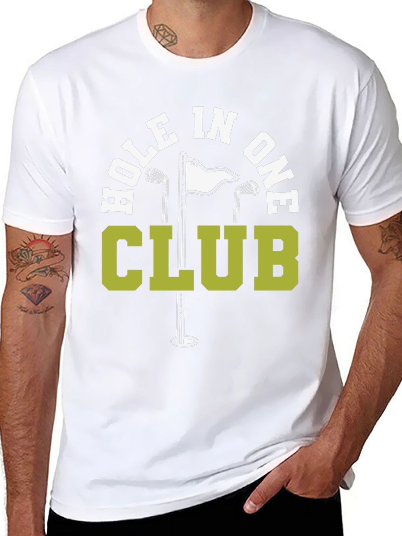 Hole In One Club Black T-Shirt Golf Tee