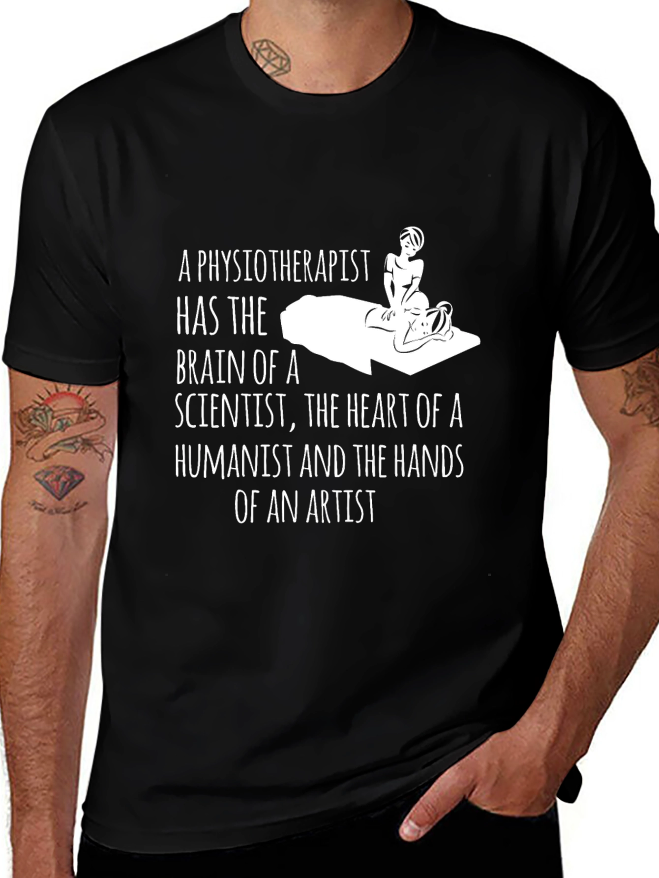 Physiotherapist Brain Heart Hands Artist T-Shirt