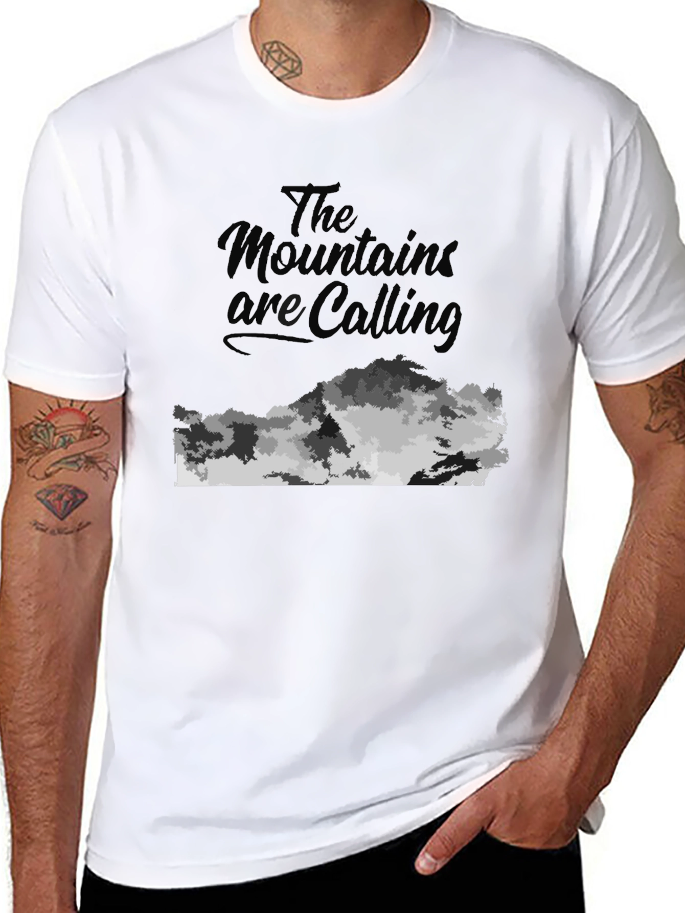 Mountains Are Calling Black Graphic Tee
