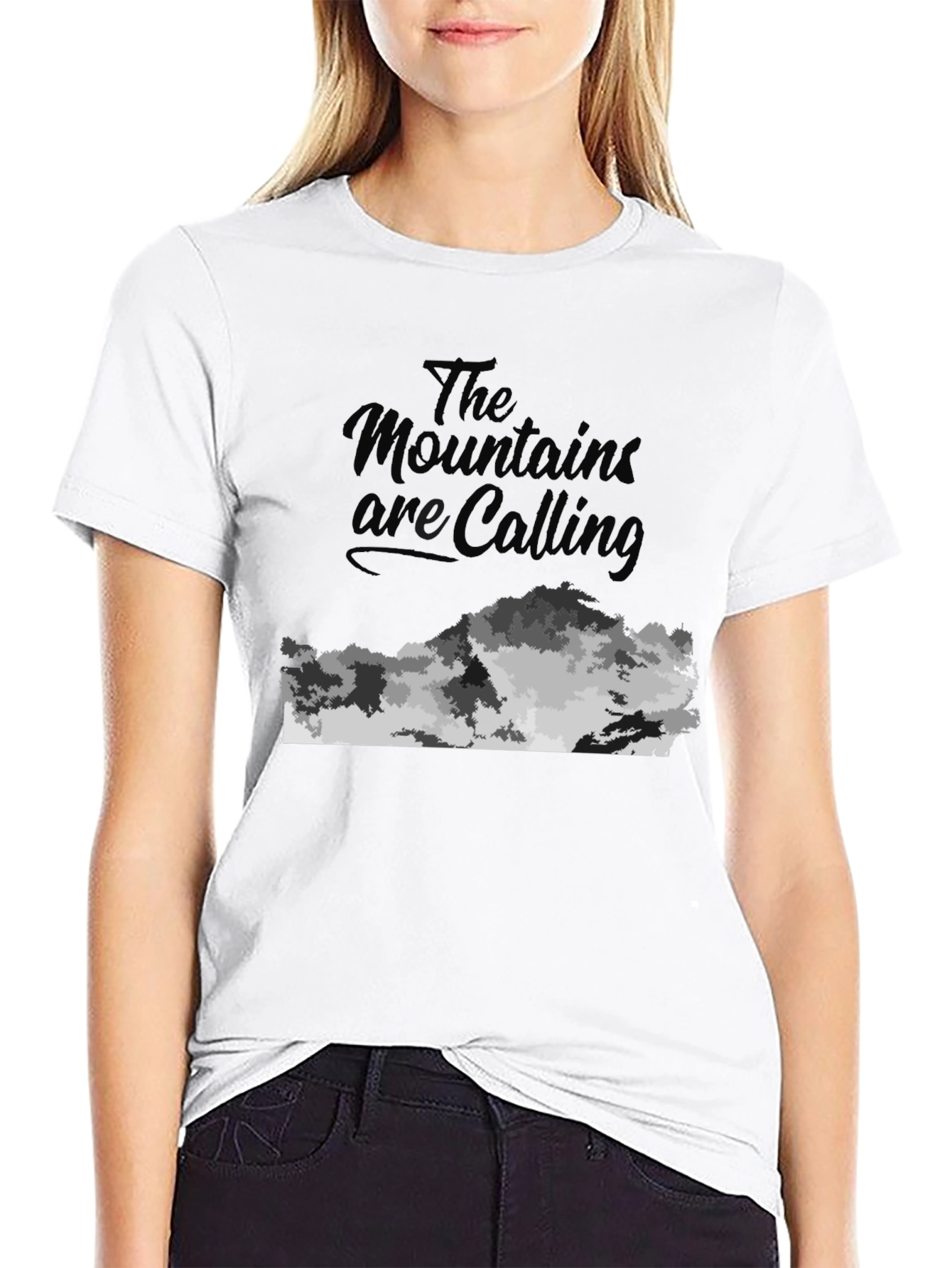 Mountains Are Calling Black Graphic Tee