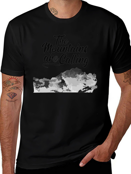 Mountains Are Calling Black Graphic Tee