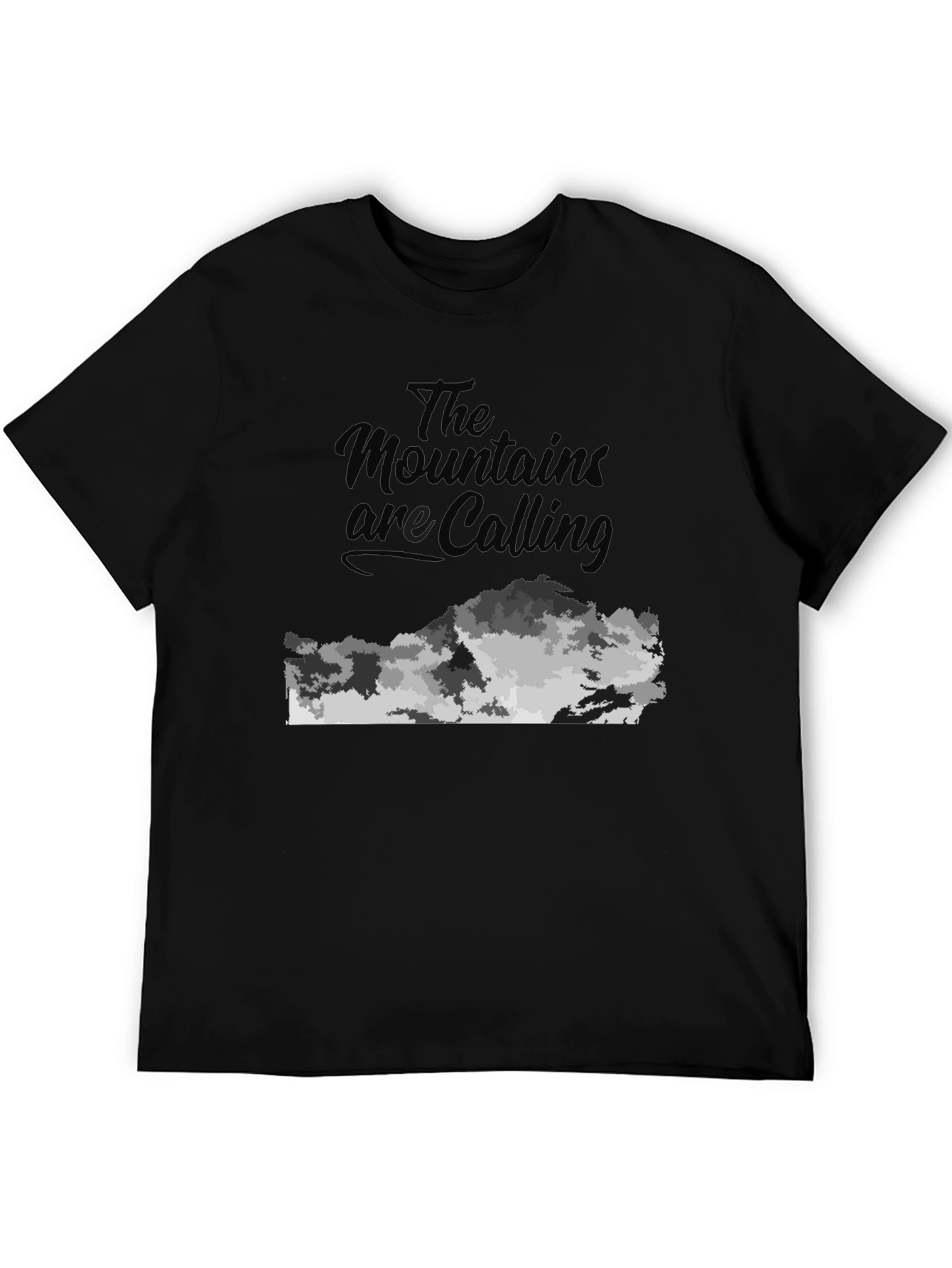 Mountains Are Calling Black Graphic Tee