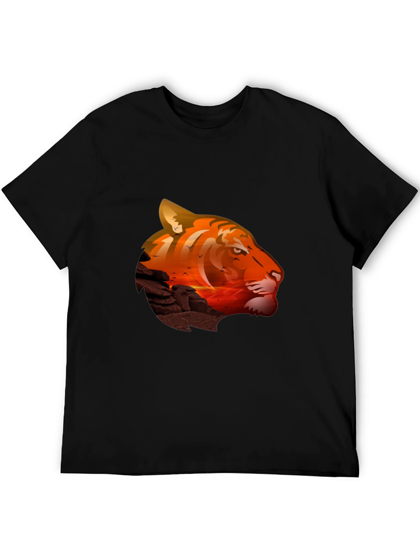 Tiger Sunset Graphic T-Shirt - Mens Casual Tee