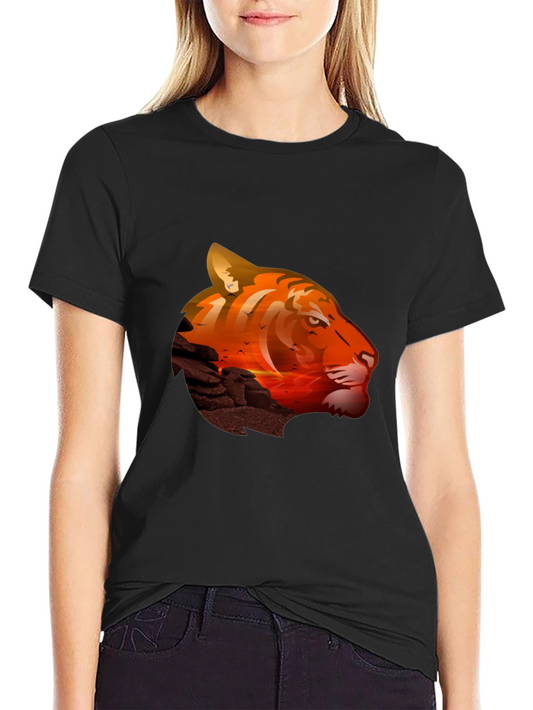 Tiger Sunset Graphic T-Shirt - Mens Casual Tee