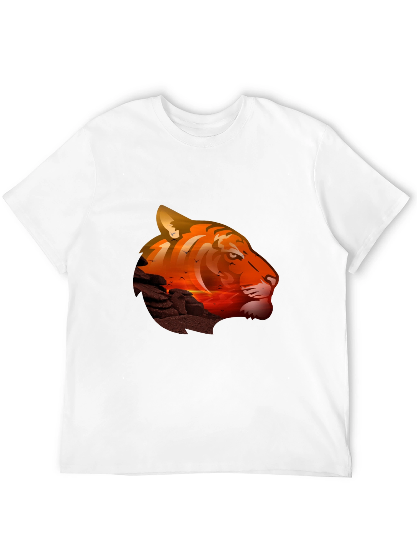 Tiger Sunset Graphic T-Shirt - Mens Casual Tee